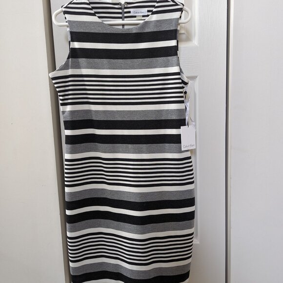 Calvin Klein Sleeveless Striped Dress -  NWT Size 10 - Picture 1 of 6